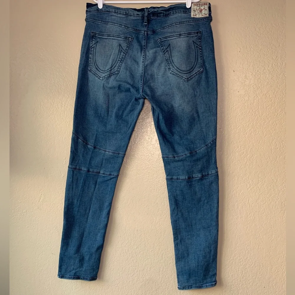TRUE RELIGION Rocco Relaxed Skinny Biker Denim Jeans Size 38